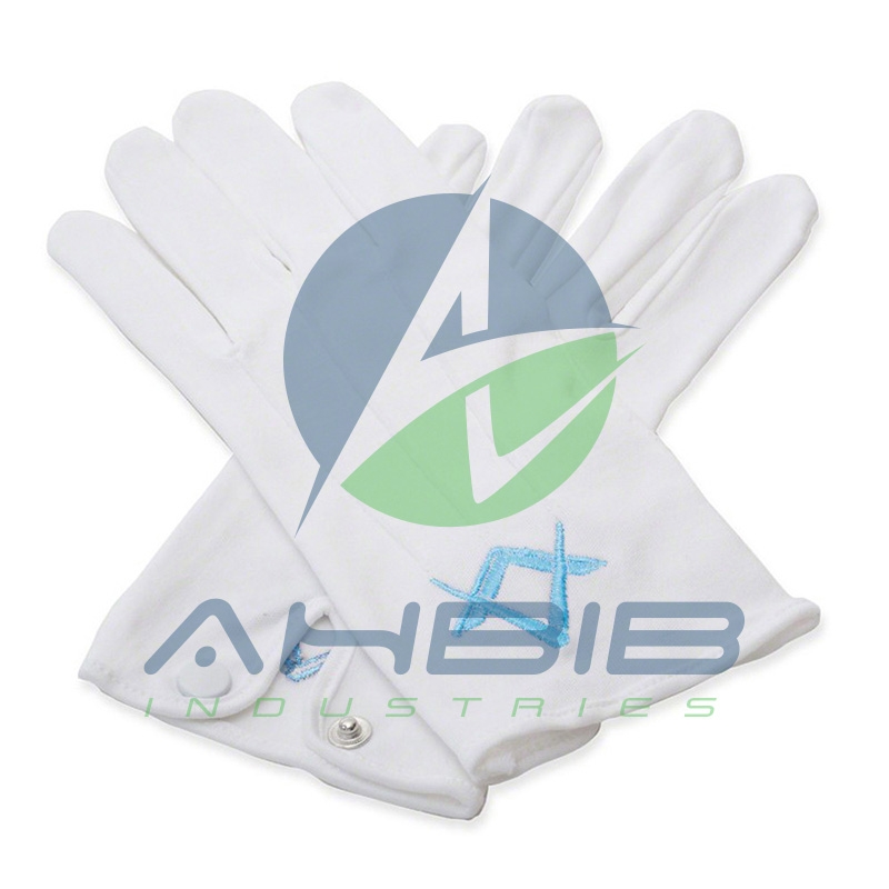 White 100% Cotton Masonic Gloves