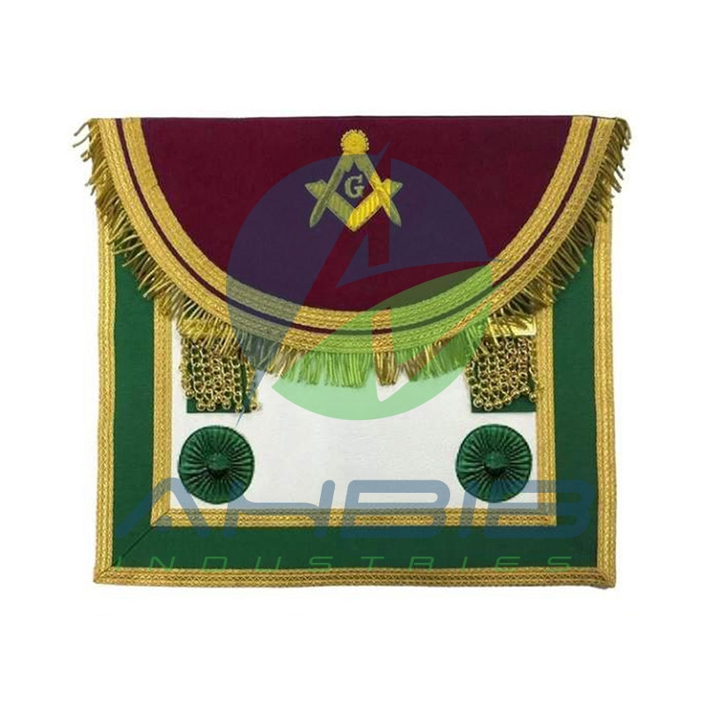 Master Mason Handmade Embroidery Apron Maroon And Green