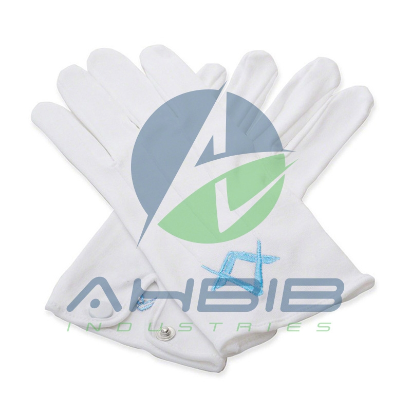 White 100% Cotton Masonic Gloves