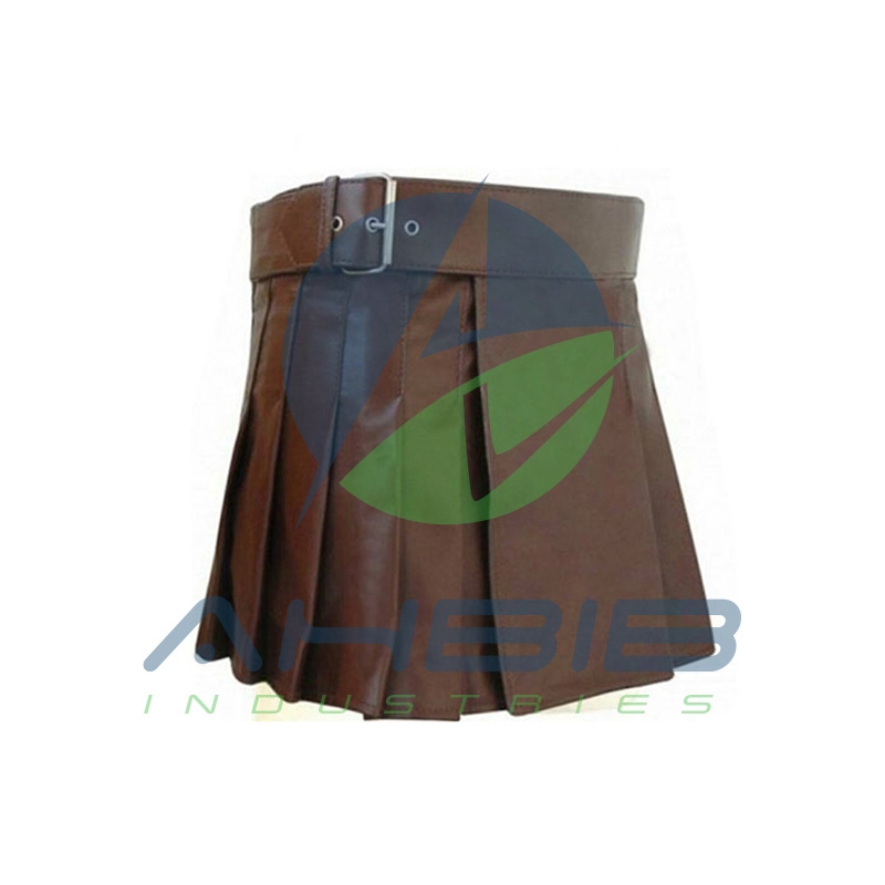 Brown Mini Leather Kilt