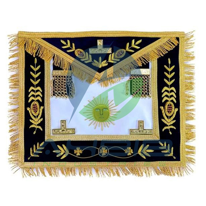 Masonic Grand Master Apron With Sun Bullion Hand Embroidery Work