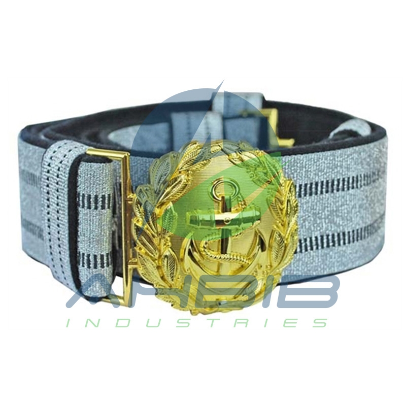 Navy Officer Brocade Belt & Buckle Silver On Navy