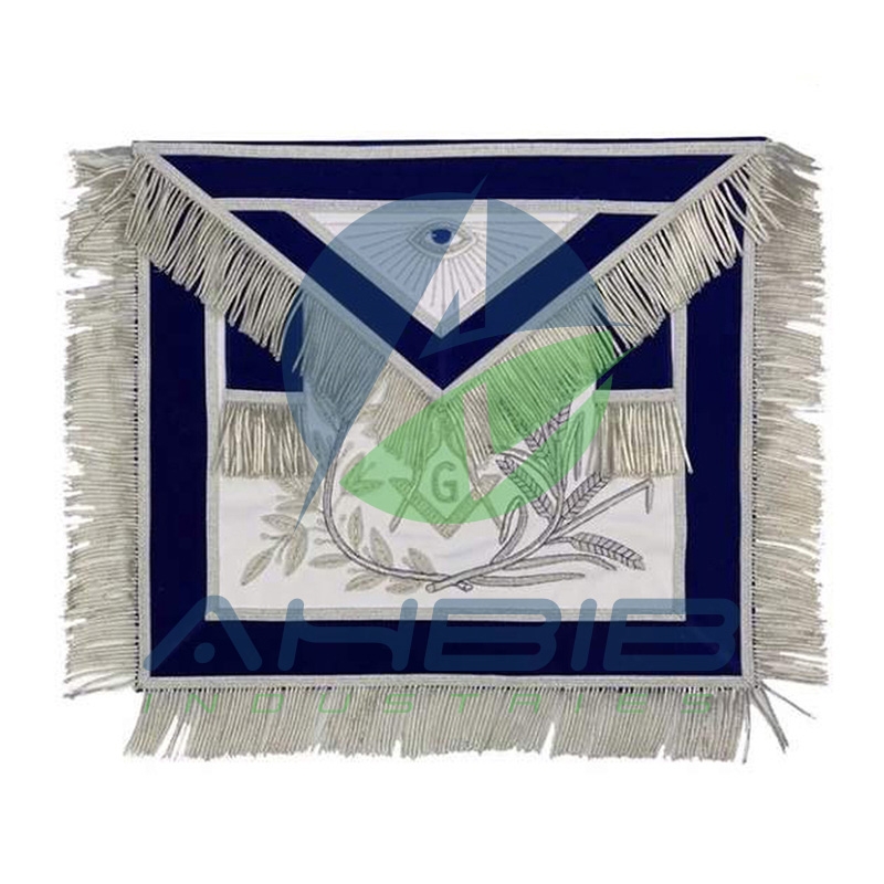 Masonic Master Mason Apron Silver Embroidered