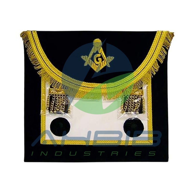 Master Mason Handmade Apron Black Gold