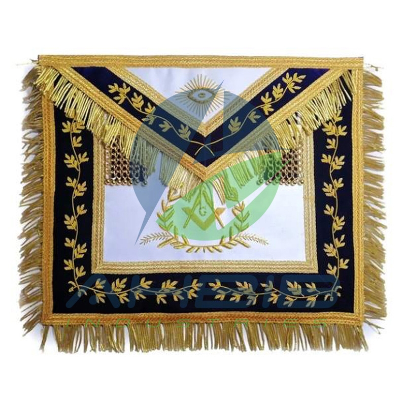 Grand Master Mason Apron Bullion Hand Embroidered Vine Work